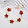 Light Luxury Fashion Stainless Steel Five Leaf Flower Adjustable Bracelet Vintage for Men Women Fashion Wrist Jewelry Clover