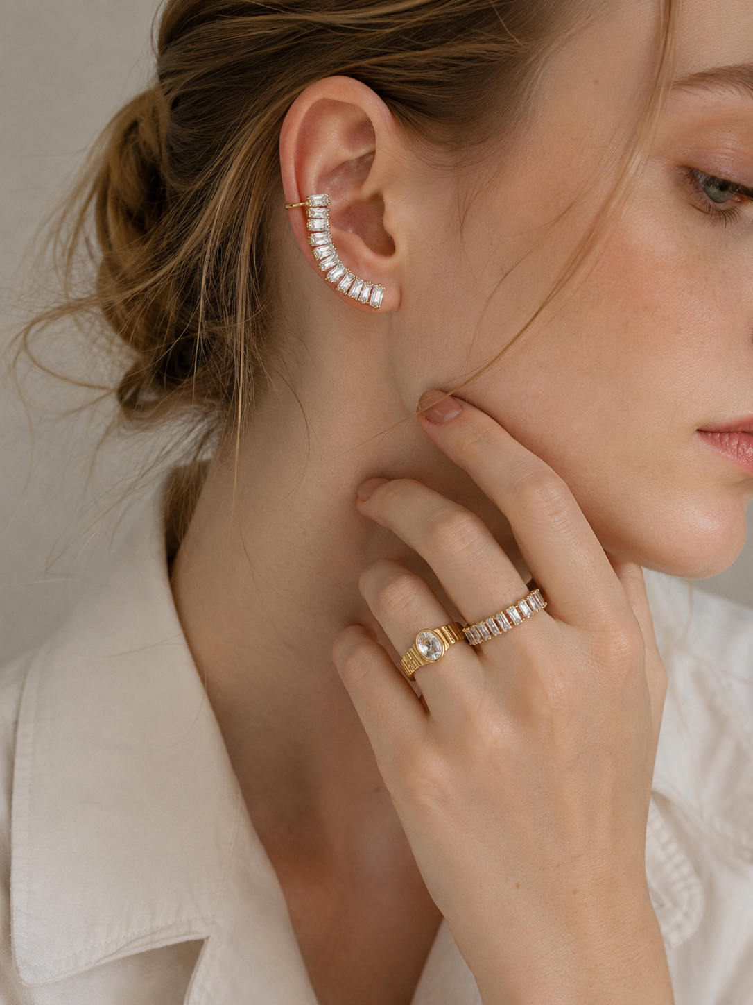 Rosy Crystal Hoops