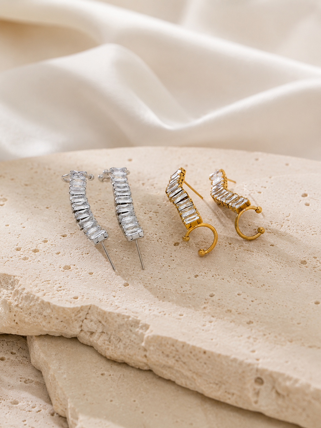 Rosy Crystal Hoops