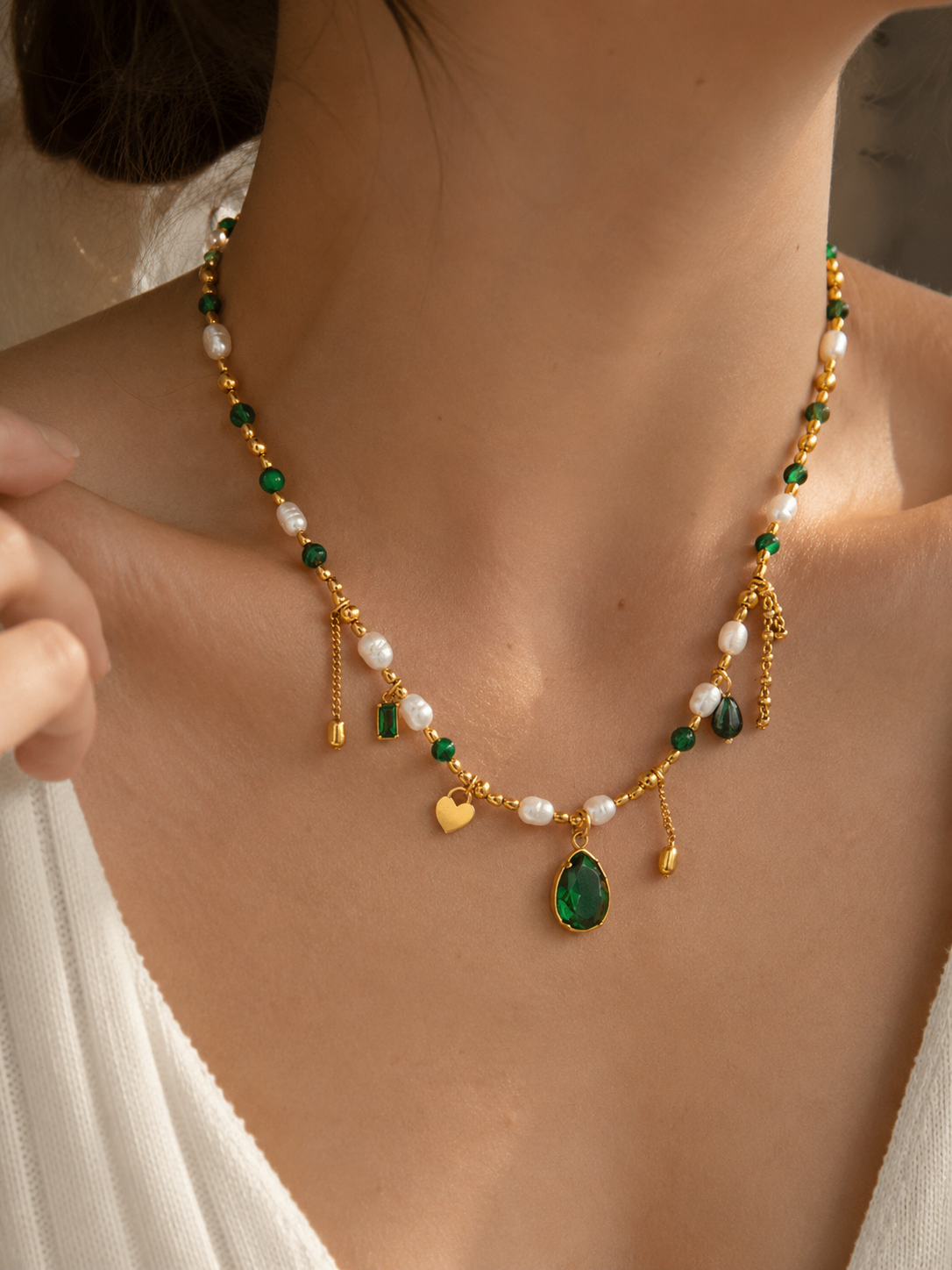 Emerald Charm Necklace