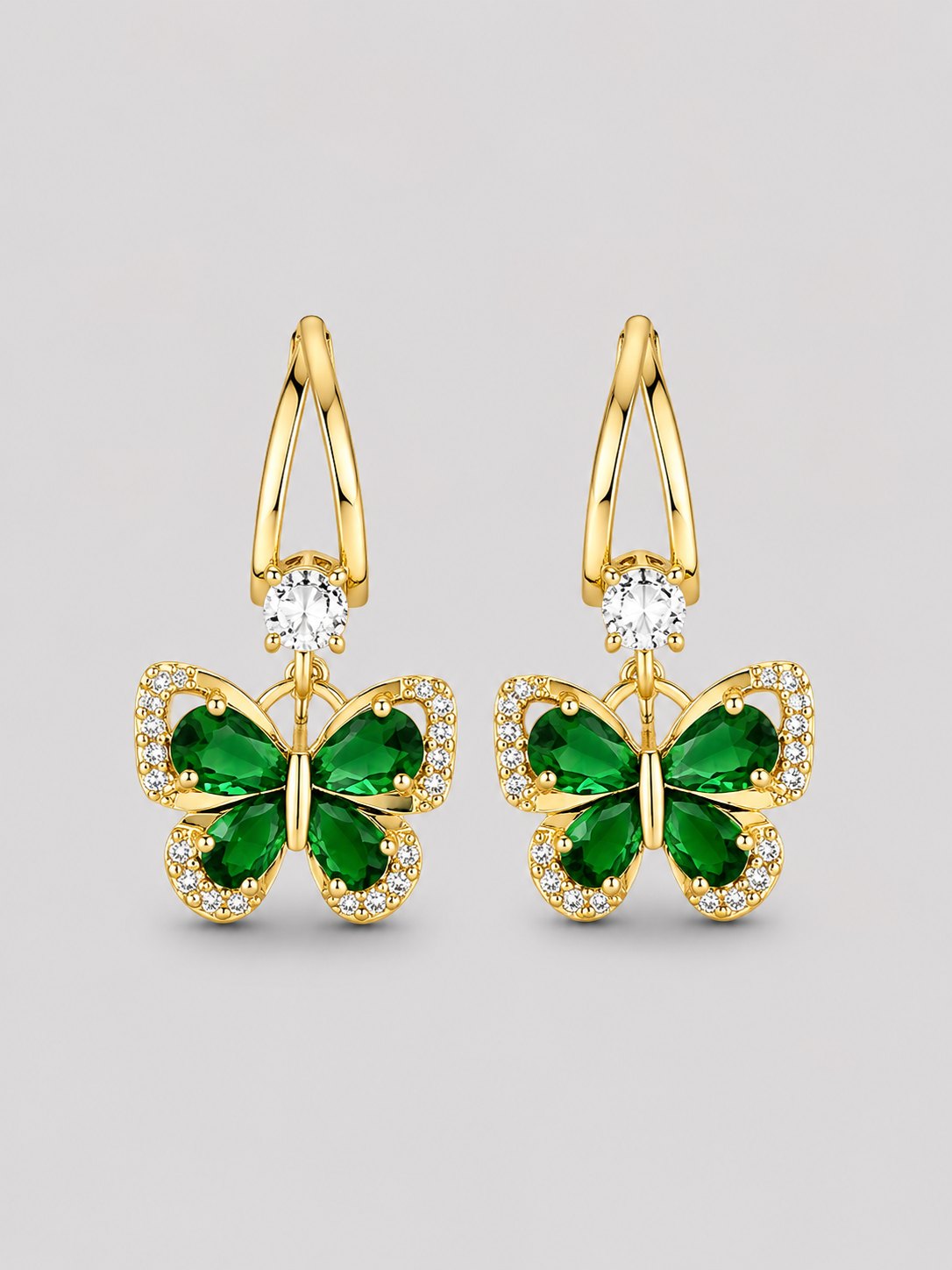 Emerald Butterfly Earrings