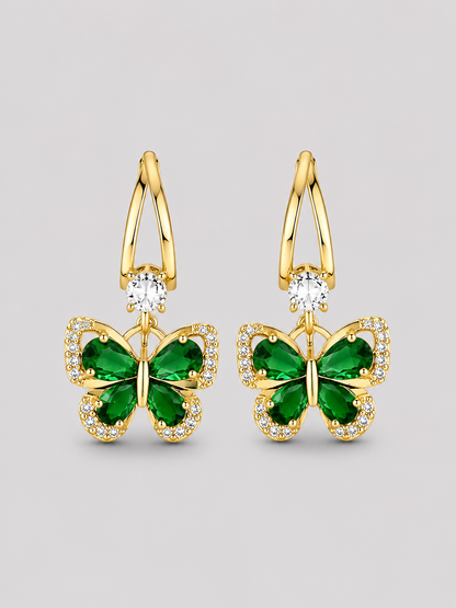 Emerald Butterfly Earrings