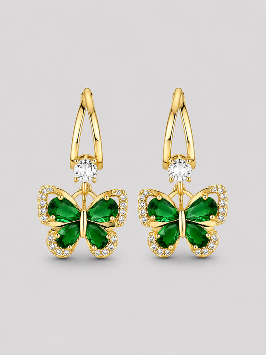 Emerald Butterfly Earrings