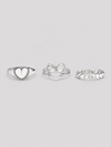 Silver Heart Ring Set