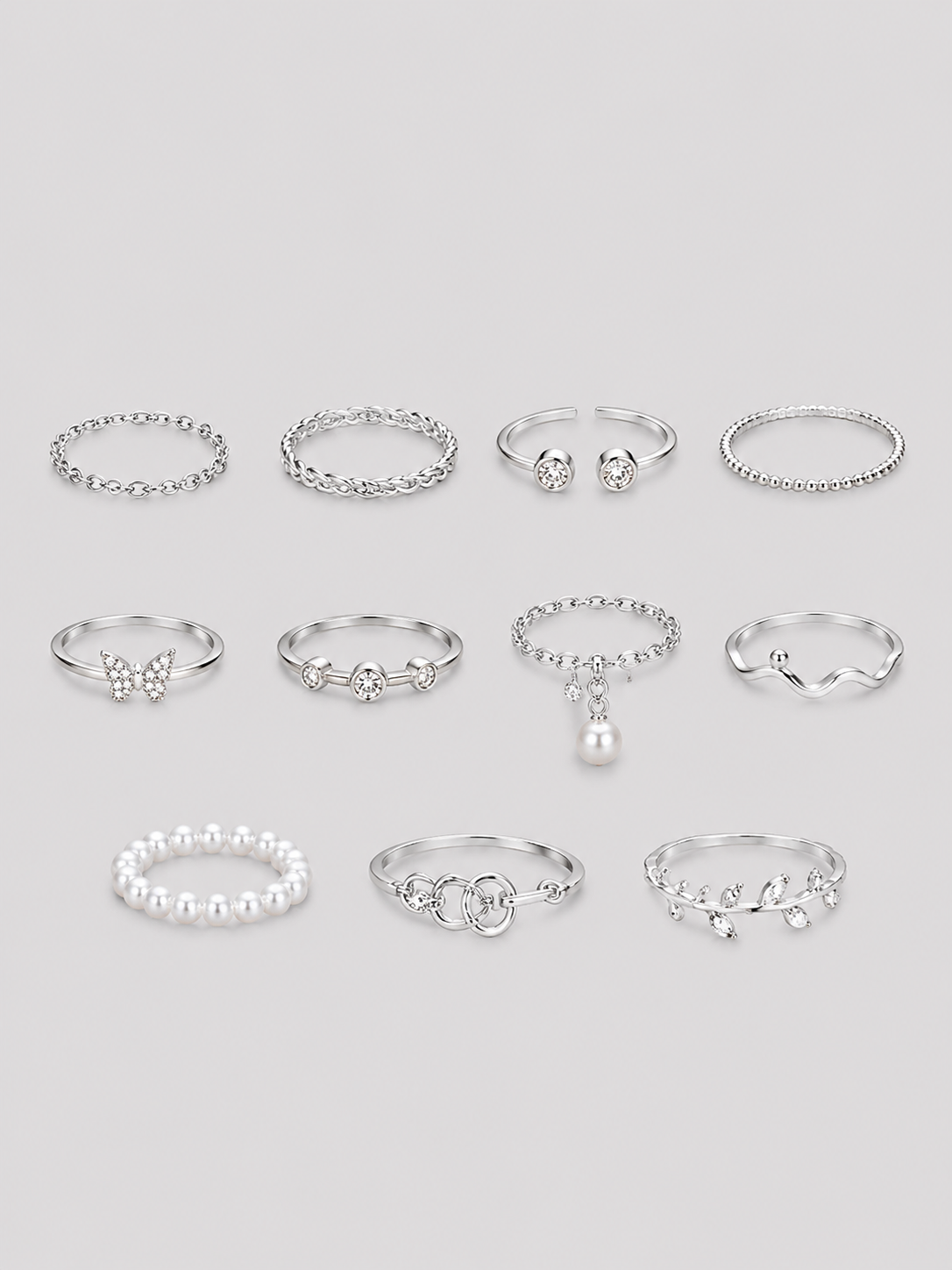 Silver Minimal Ring Set
