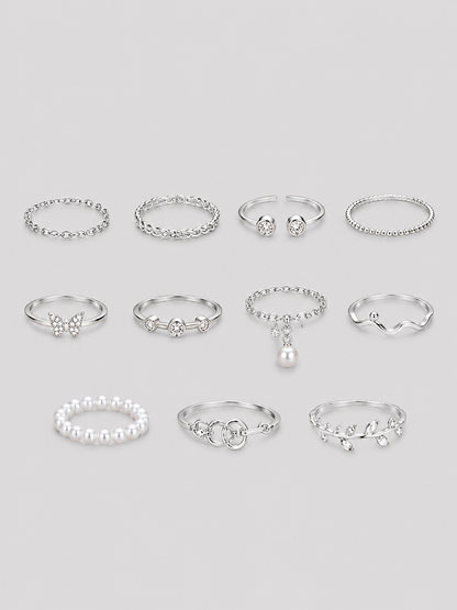 Silver Minimal Ring Set