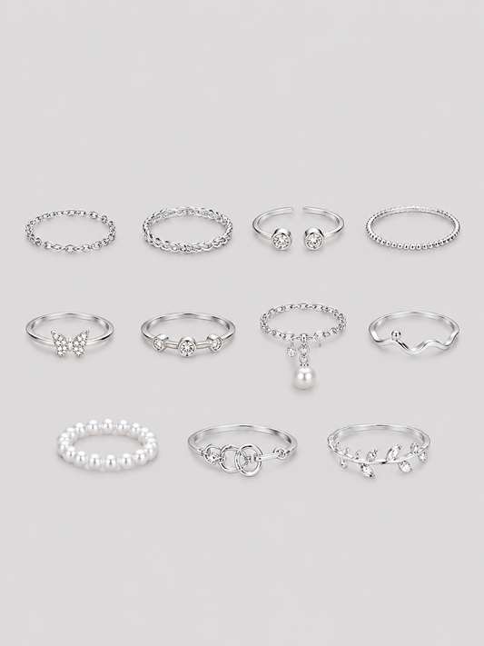 Silver Minimal Ring Set