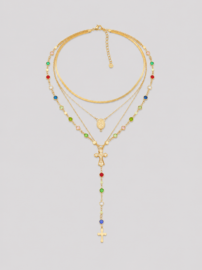 Rainbow Cross Necklace