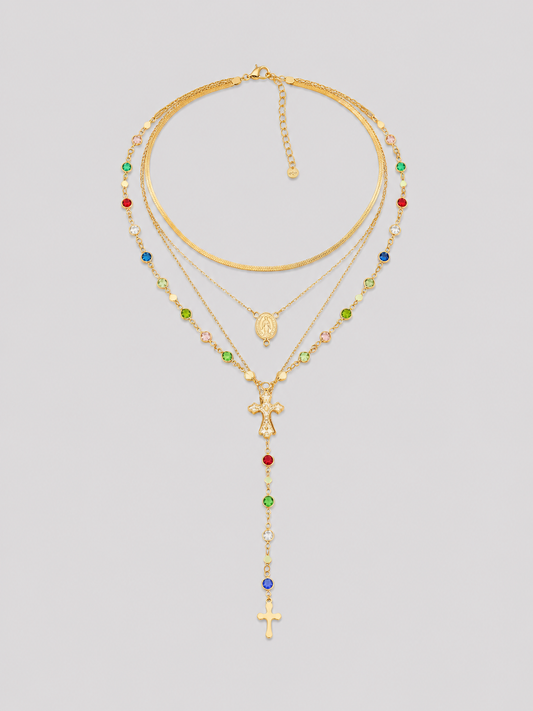 Rainbow Cross Necklace