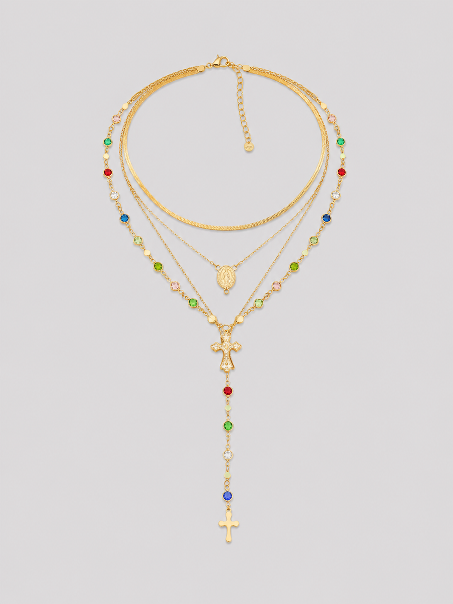Rainbow Cross Necklace