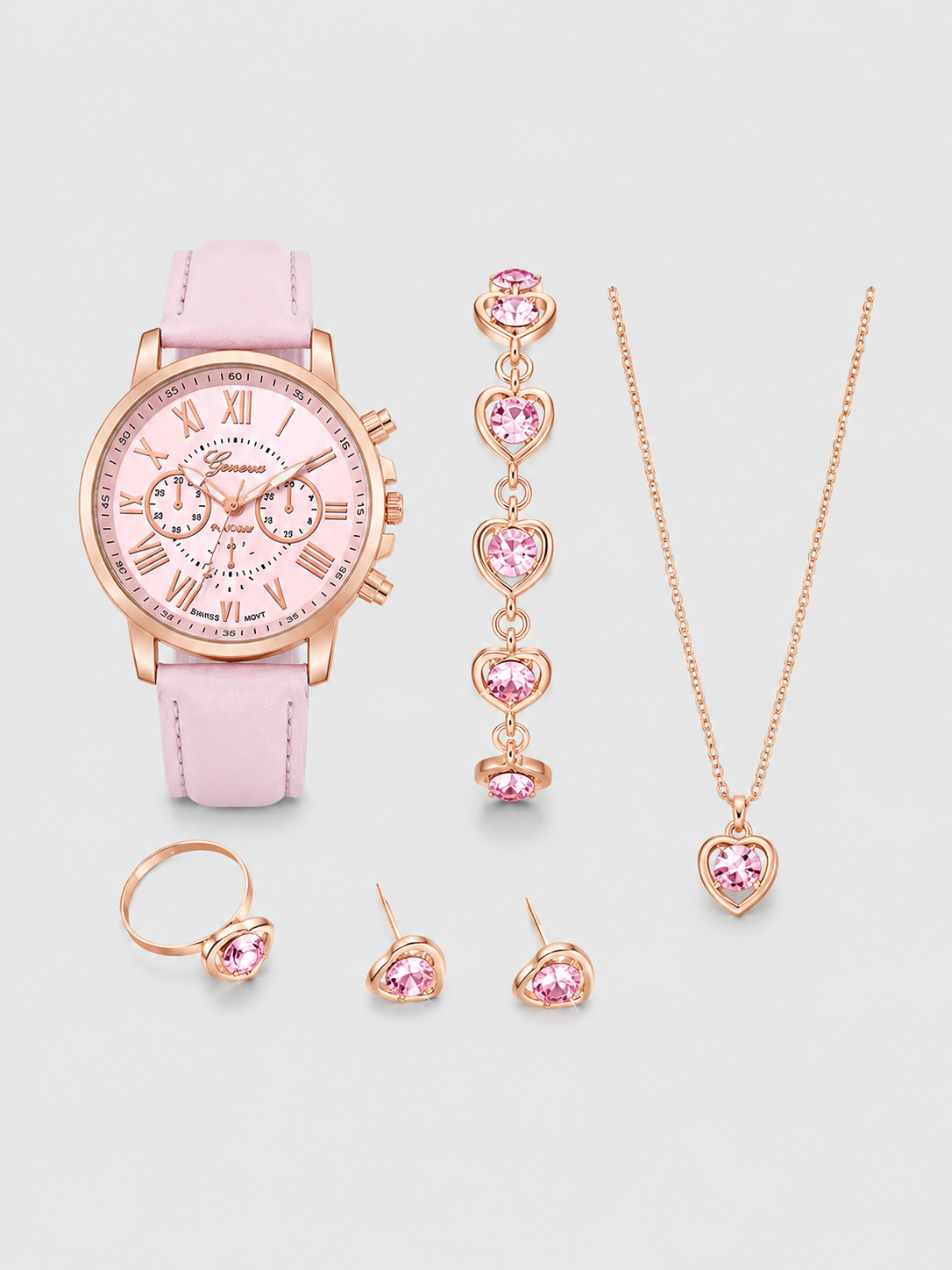 Rosé Heart Watch Set