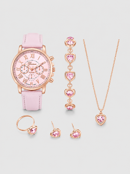 Rosé Heart Watch Set