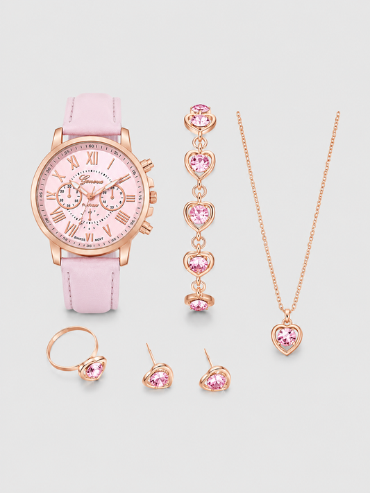 Rosé Heart Watch Set