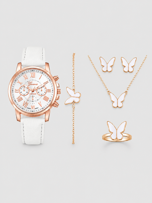 Ivory Butterfly Watch Set