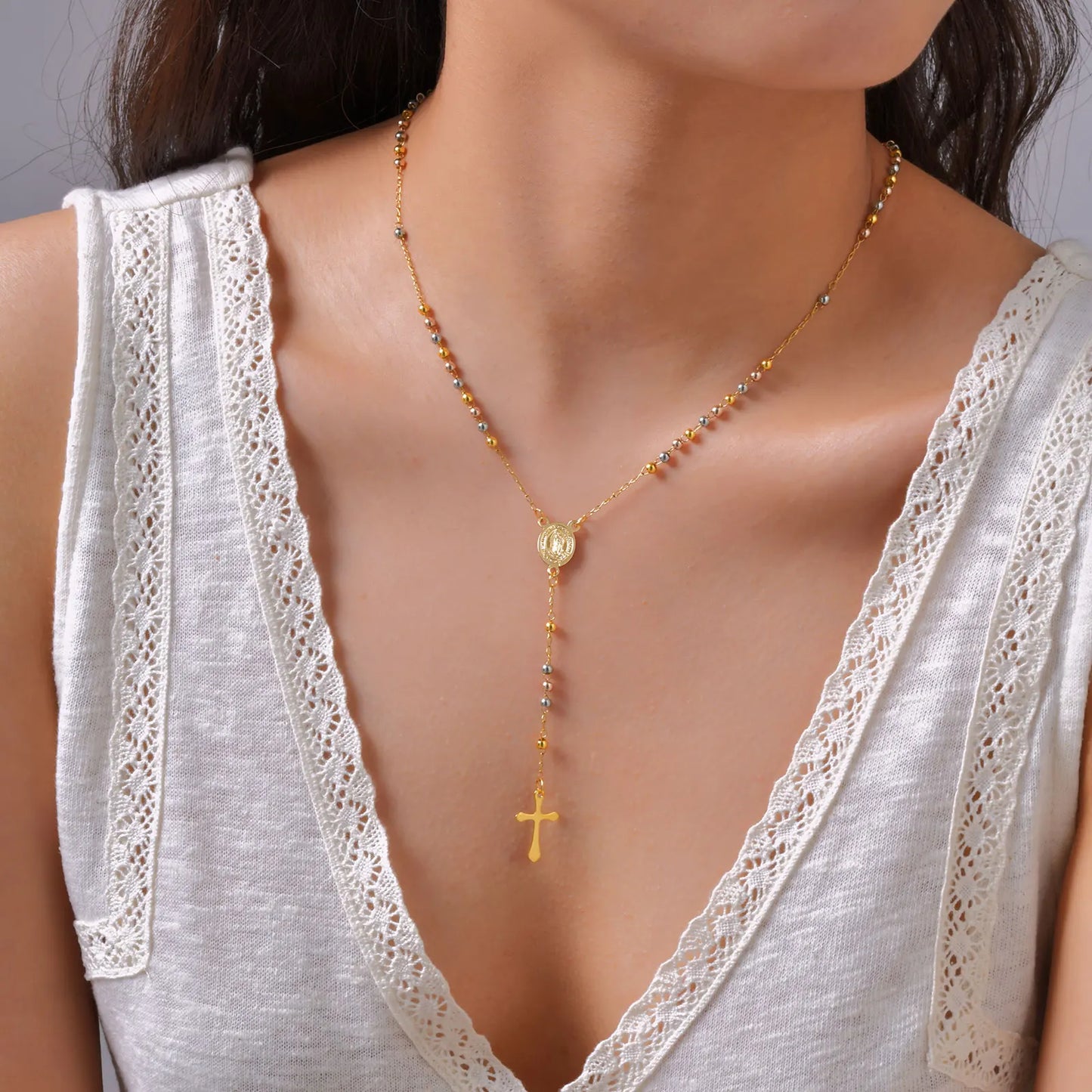 Rosary Cross Necklace