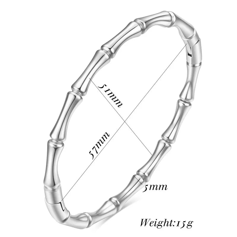 LETAPI Stainless Steel Bamboo Cuff Bracelets Bangles for Woman Gold Color Wedding Female Luxury Jewelry Gifts