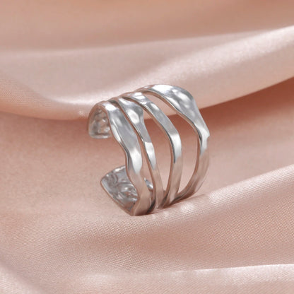 Skyrim Stainless Steel Women Rings Geometric Heart Aesthetic Adjustable Open Finger Ring Fashion Party Jewelry Gifts Wholesale