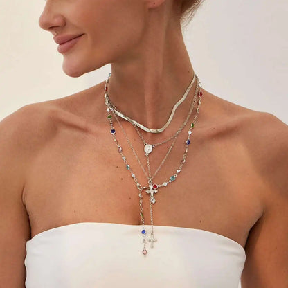 Rainbow Cross Necklace