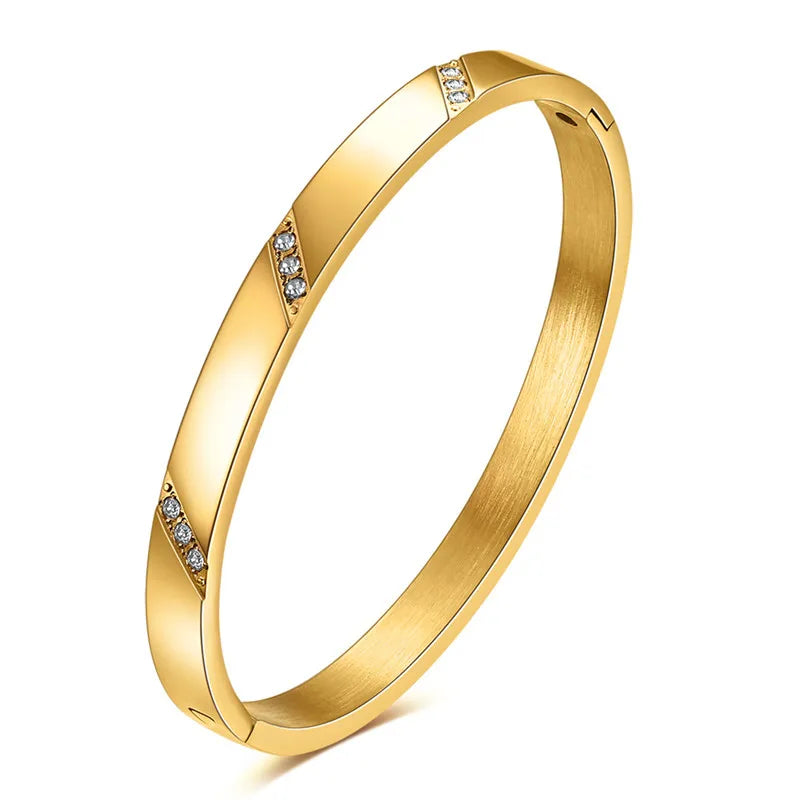 LETAPI Stainless Steel Bamboo Cuff Bracelets Bangles for Woman Gold Color Wedding Female Luxury Jewelry Gifts