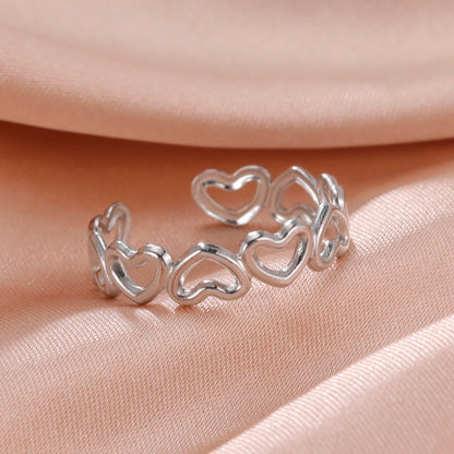 Skyrim Stainless Steel Women Rings Geometric Heart Aesthetic Adjustable Open Finger Ring Fashion Party Jewelry Gifts Wholesale