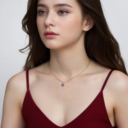 Dainty Plum Blossom Pendant Necklace with CZ - 18K Gold Plated Stainless steel, Hypoallergenic Jewelry for Women Everyday Wear