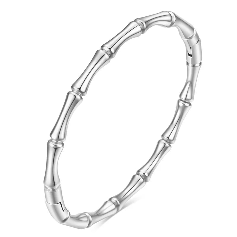 LETAPI Stainless Steel Bamboo Cuff Bracelets Bangles for Woman Gold Color Wedding Female Luxury Jewelry Gifts
