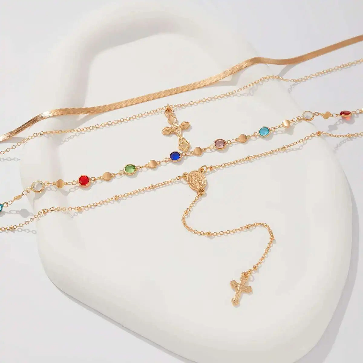 Rainbow Cross Necklace