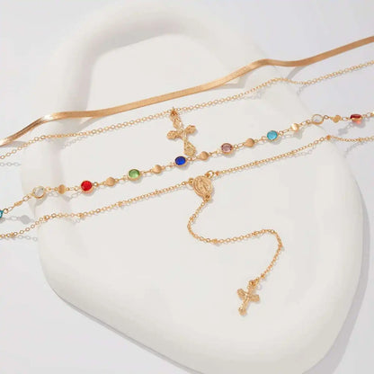 Rainbow Cross Necklace