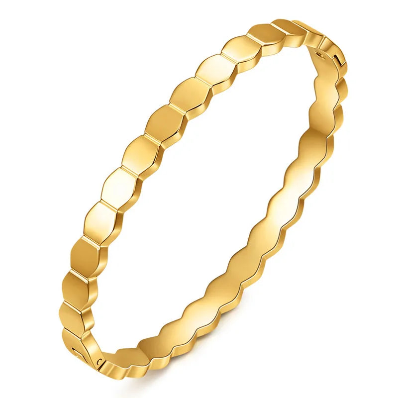 LETAPI Stainless Steel Bamboo Cuff Bracelets Bangles for Woman Gold Color Wedding Female Luxury Jewelry Gifts
