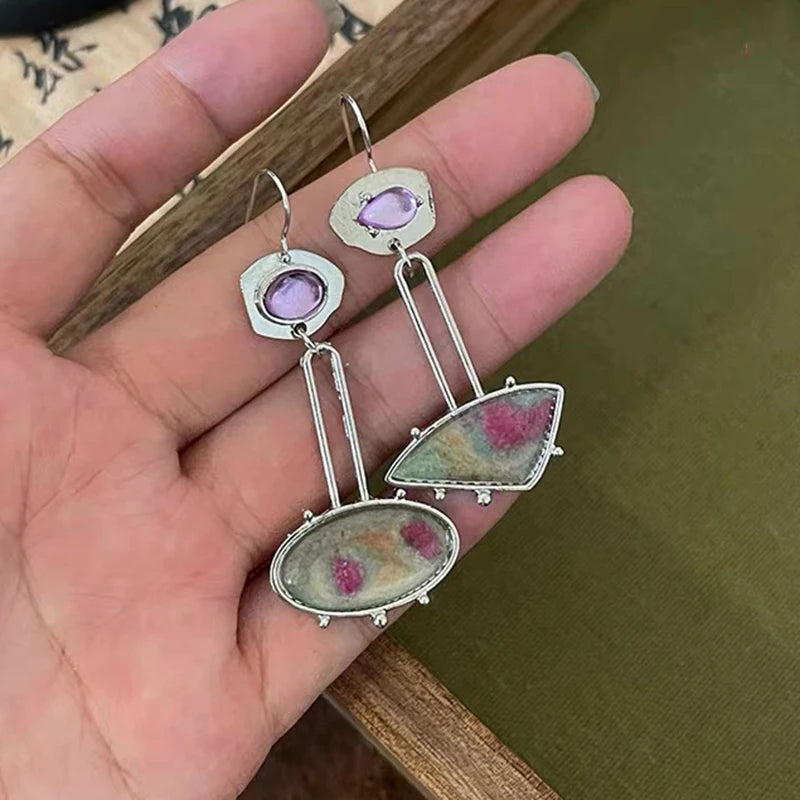 Violet Marble Earrings