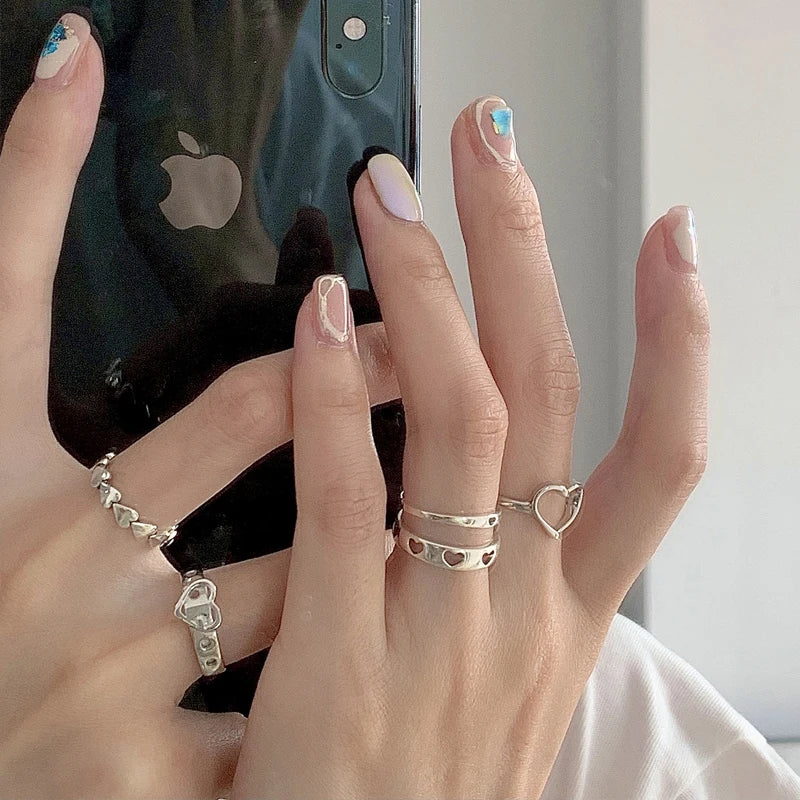 Silver Minimal Ring Set