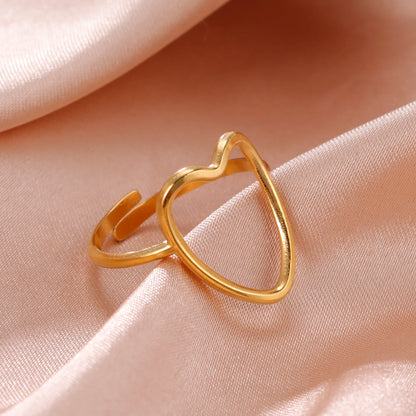 Skyrim Stainless Steel Women Rings Geometric Heart Aesthetic Adjustable Open Finger Ring Fashion Party Jewelry Gifts Wholesale