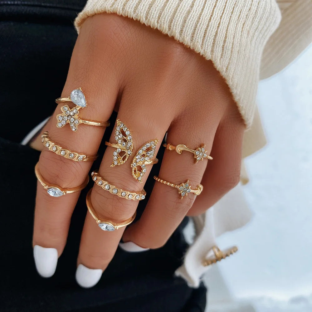 Silver Heart Ring Set