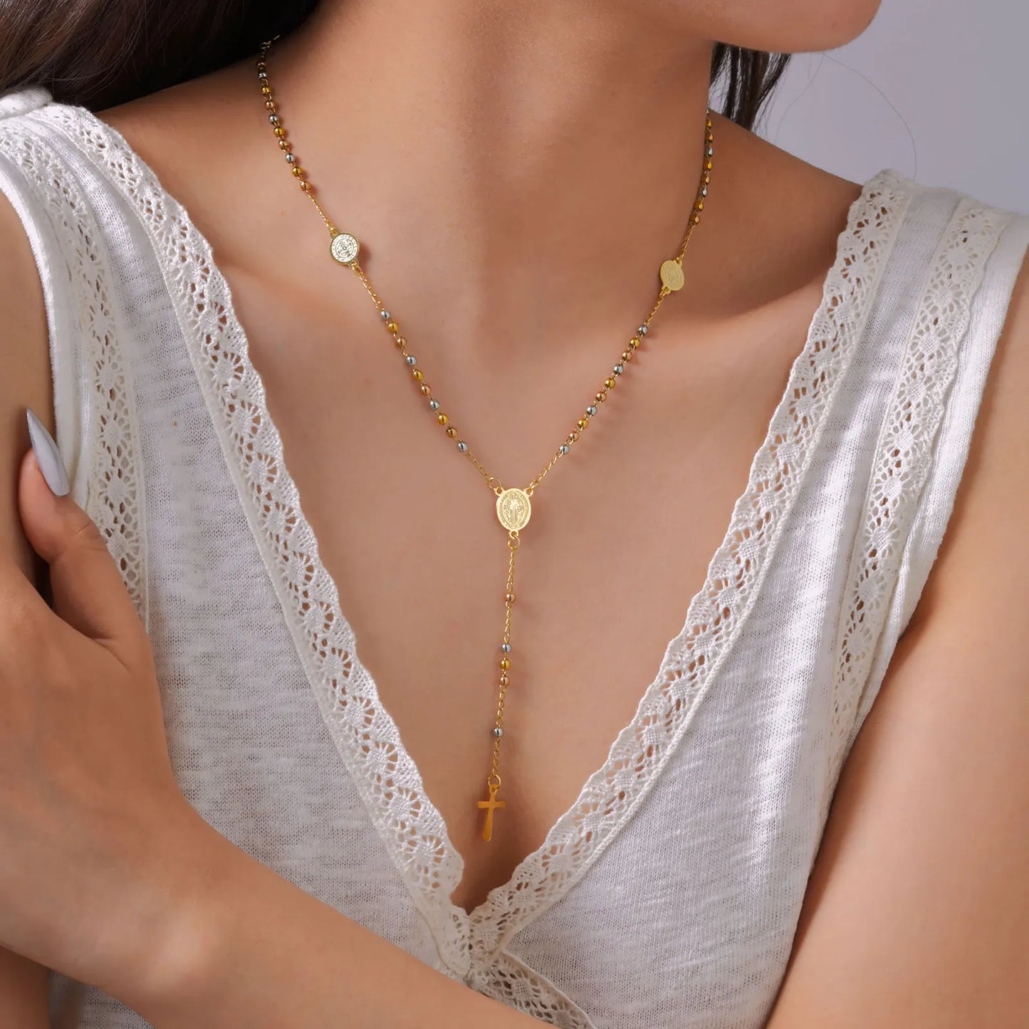 Rosary Cross Necklace