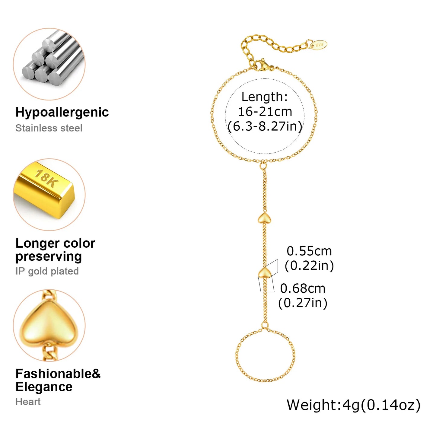Golden Heart Handchain