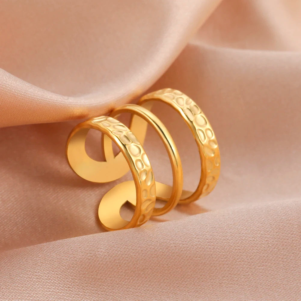 Skyrim Stainless Steel Women Rings Geometric Heart Aesthetic Adjustable Open Finger Ring Fashion Party Jewelry Gifts Wholesale