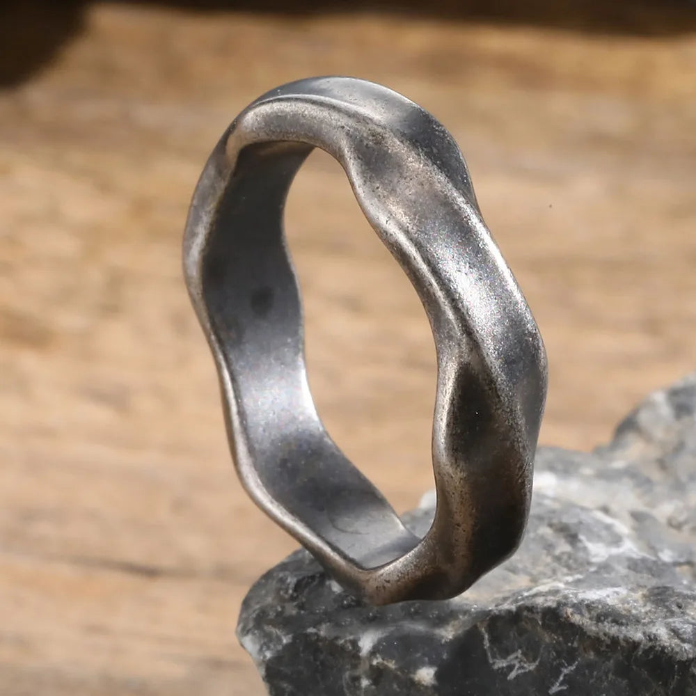 Vnox 2026 New Mobius Ring for Men Boys, Oxidized Twisted Stainless Steel Finger Band,Retro Endless Love Anniversary Gift for Him