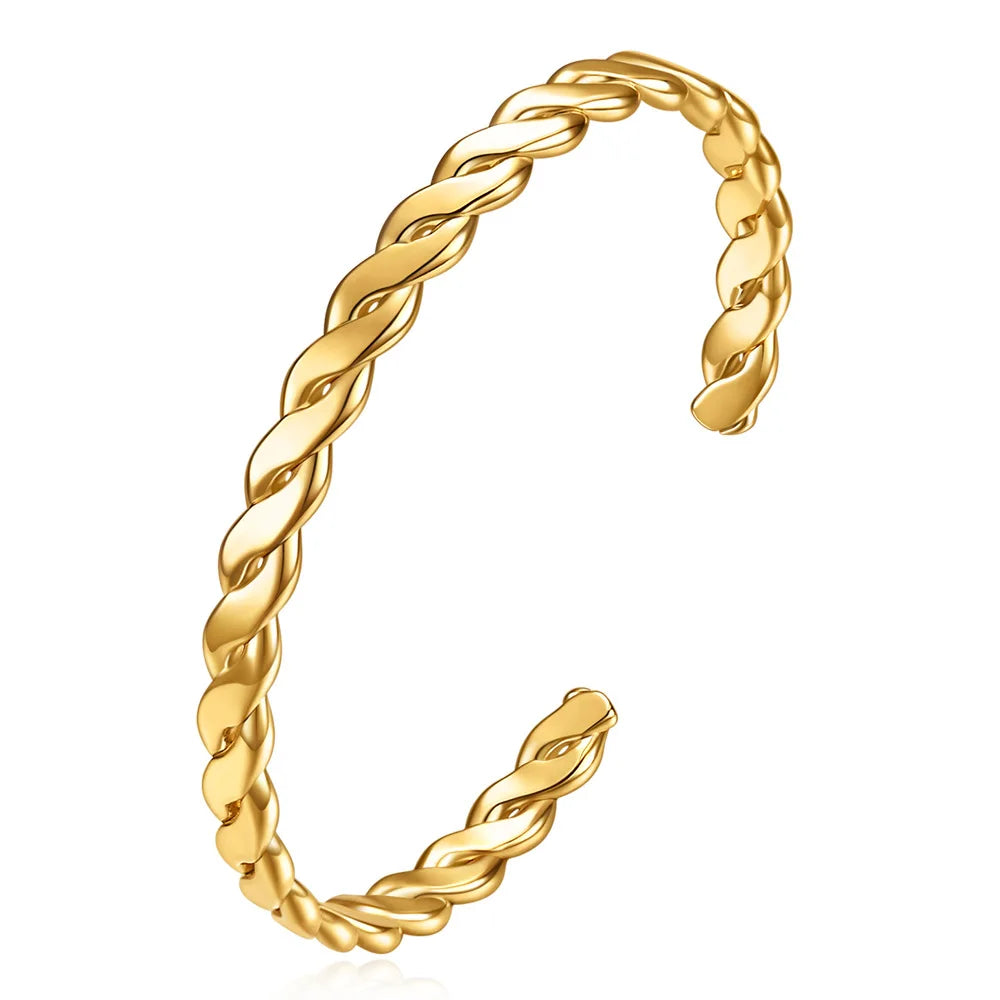 LETAPI Stainless Steel Bamboo Cuff Bracelets Bangles for Woman Gold Color Wedding Female Luxury Jewelry Gifts