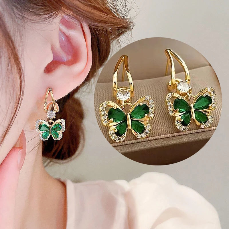 Emerald Butterfly Earrings