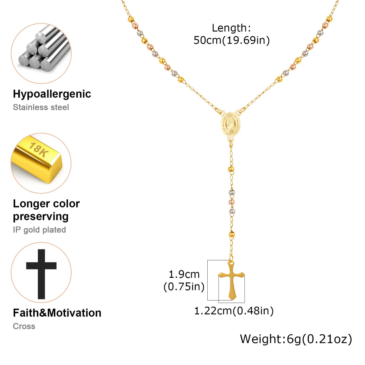 Rosary Cross Necklace