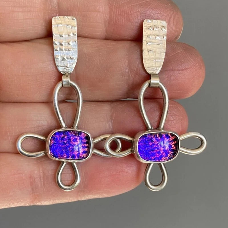 Violet Marble Earrings