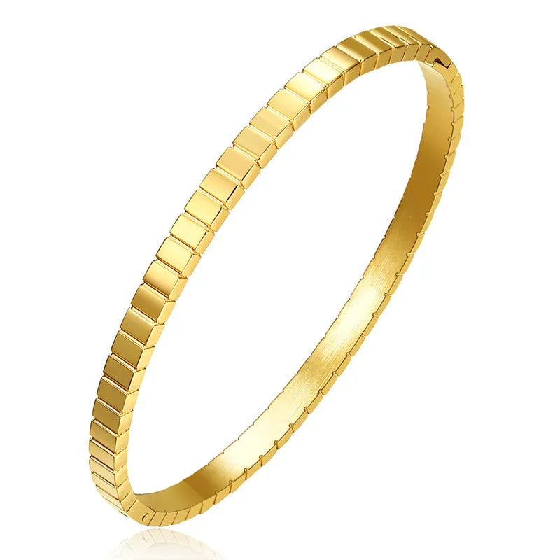 LETAPI Stainless Steel Bamboo Cuff Bracelets Bangles for Woman Gold Color Wedding Female Luxury Jewelry Gifts