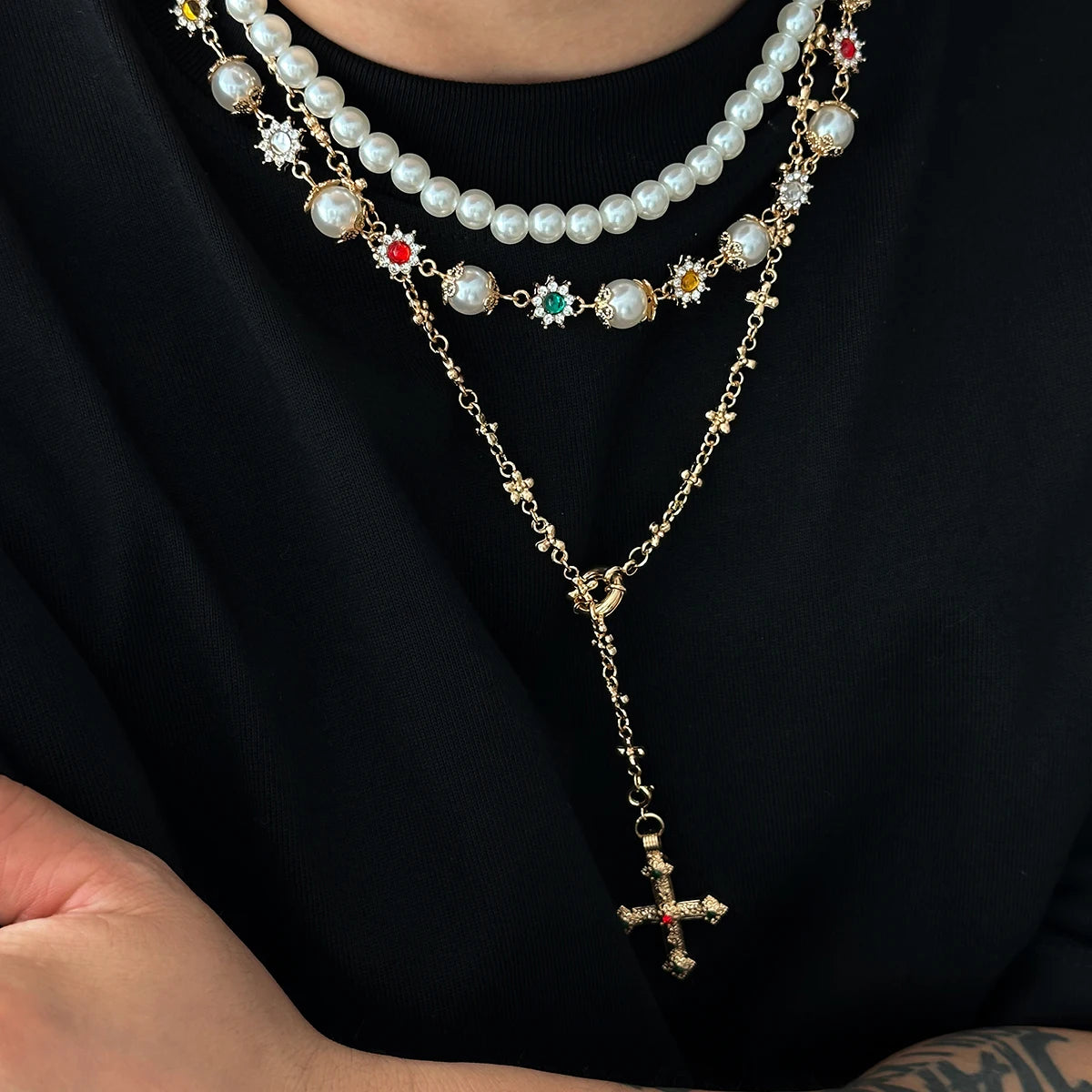 Pearl Cross Layered Set