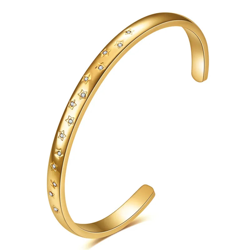LETAPI Stainless Steel Bamboo Cuff Bracelets Bangles for Woman Gold Color Wedding Female Luxury Jewelry Gifts
